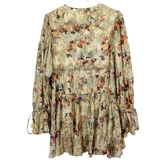 ROCOCO SAND Cara Mini Dress NWT Womens Small Floral Metallic Free People Boho - Picture 5 of 15